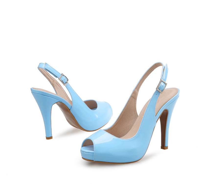 Supplying women's shoes Open Toe Patent PU Platform heel sandals wholesaler