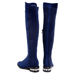 Wholesale Booties Pearls Carving Pointed toe Zipper Over Knee Women's Boots