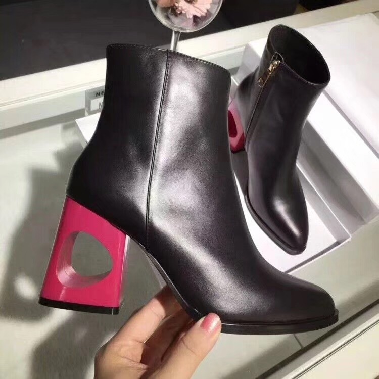 Wholesale Boots Pointed Toe Hollow out Heel Women's Leather Ankle booties