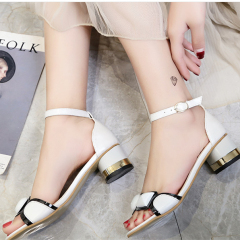 Shoe sandal Manufacturer Wholesale Womens Transparent Colorful Straps Chunky Heels slippers