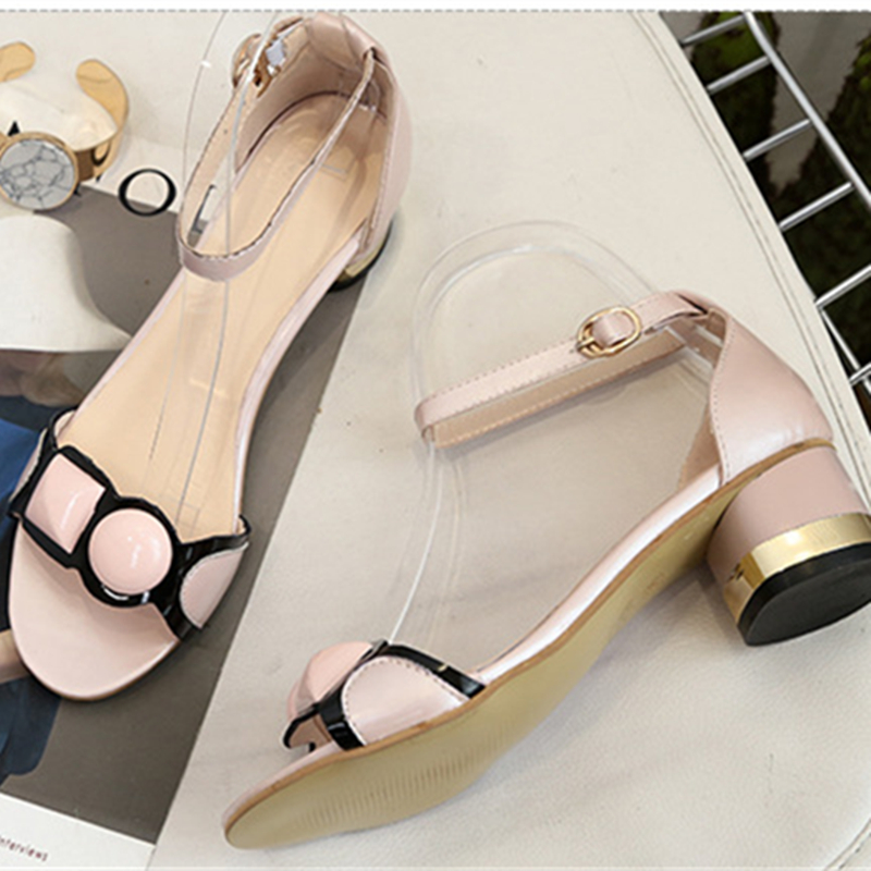 Wholesale womens Round toe Thick Heels sandal shoes