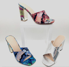 Shoe slipper Producer Wholesaer Women's Transparent Snake colorful Chunky Heel shoes