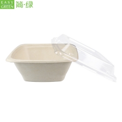 32oz Bagasse Bowls Biodegradable With Plastic Lids For Salad Container