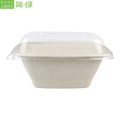 32oz Bagasse Bowls Biodegradable With Plastic Lids For Salad Container