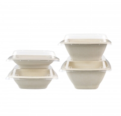 16oz Biodegradable 16oz Bowls With Lid For Disposable Food Packaging Rice