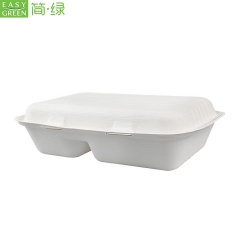 Sugarcane Bagasse/Bamboo Pulp Clamshell Paper Box For Lunch Container