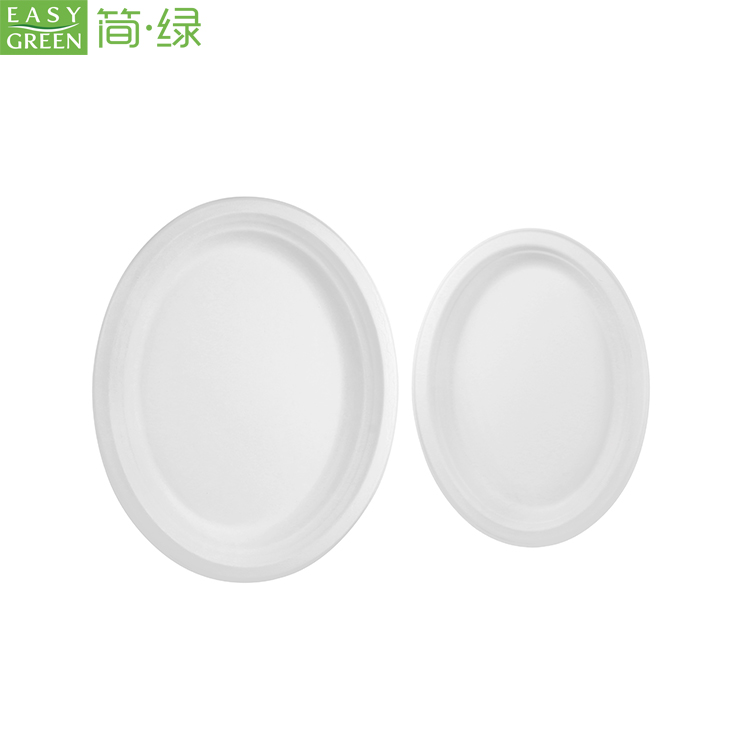 Compostable Sugarcane Oval Dinner Plates Disposable