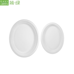 Compostable Sugarcane Oval Dinner Plates Disposable