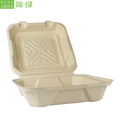 9" Clamshell Biodegradable Disposable Sugarcane Corn Starch Bagasse Food Container