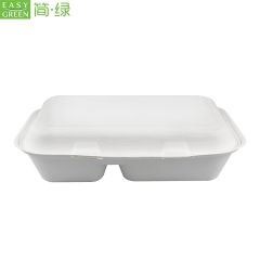 Sugarcane Bagasse/Bamboo Pulp Clamshell Paper Box For Lunch Container