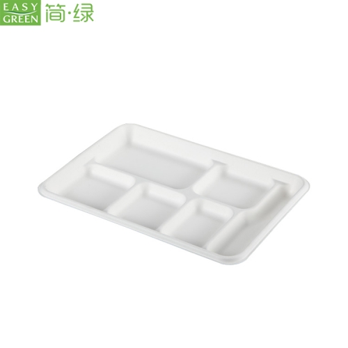 6-com Disposable Paper Pulp Takeaway Food Containers Compartment Tray
