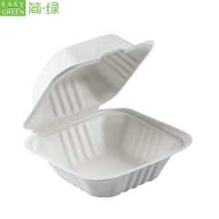 Biodegradable Bagasse Clamshell Hamburger Food Containers Box