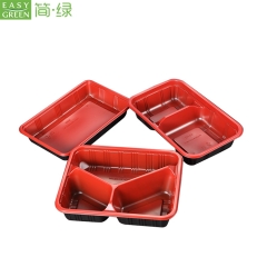 Disposable Plastic Bento Lunch Box For Microwavable PP With 3 Compartment