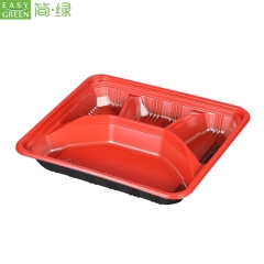 Disposable Microwave Safe Paper Lunch Box PP Plastic With Compartment