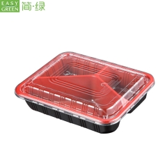 Disposable Plastic Bento Lunch Box For Microwavable PP With 3 Compartment