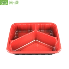 Disposable Plastic Bento Lunch Box For Microwavable PP With 3 Compartment