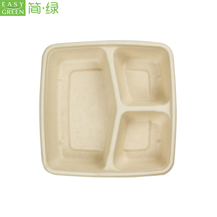 Bamboo Sugarcane Bagasse Container Bento Lunch Box Disposable