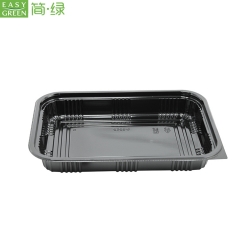 Black Plastic PP Disposable Food Containers Box With Lid