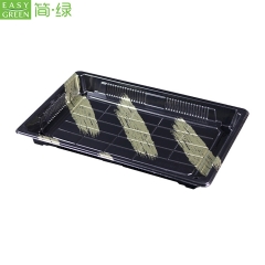 HP-09 Custom Black PS Plastic Sushi Trays With Lid