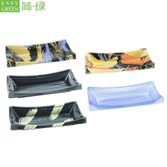 BF-40 Disposable Sushi Plastic Plates Japanese With Lid For Recycle PS