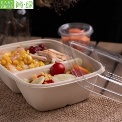 Compostable Bio Degradable Bamboo Pulp Food Container For Lunch Packaging