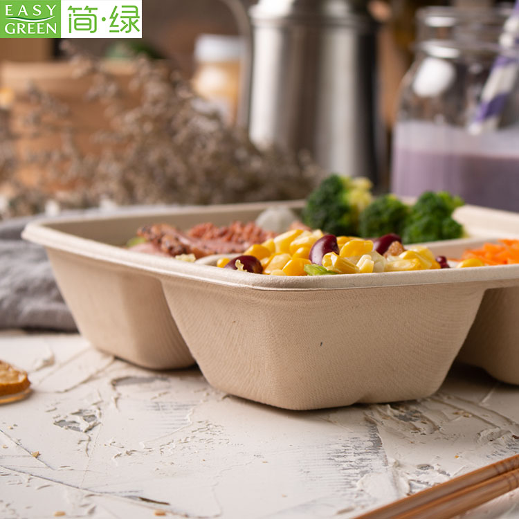Bamboo Sugarcane Bagasse Container Bento Lunch Box Disposable