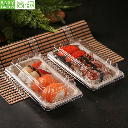 Disposable Container Biodegradable Food Packaging Boxes With Plastic Lid For Sushi