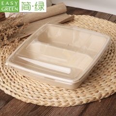 EASY GREEN Bamboo Sugarcane Paper Biodegradable Microwavable rectangle 2 compartment Food Packaging