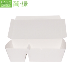 EASY GREEN Disposable Lunch Box White Paper Food Packaging with 2 Compartment