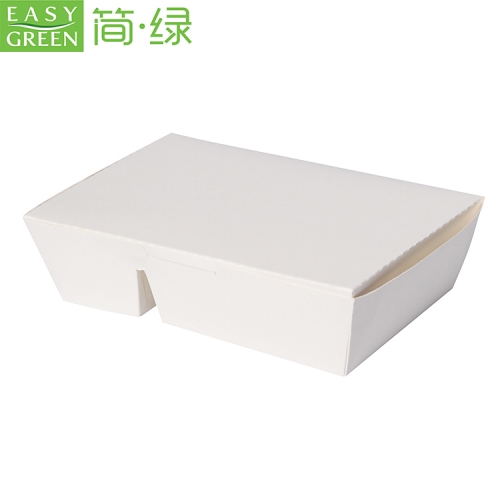 EASY GREEN Disposable Lunch Box White Paper Food Packaging with 2 Compartment