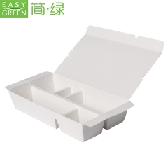 EASY GREEN Disposable Lunch Box White Paper Food Packaging with 5 Compartment