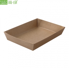 Easy green Healthy material baking food packaging kraft paper trays with lid