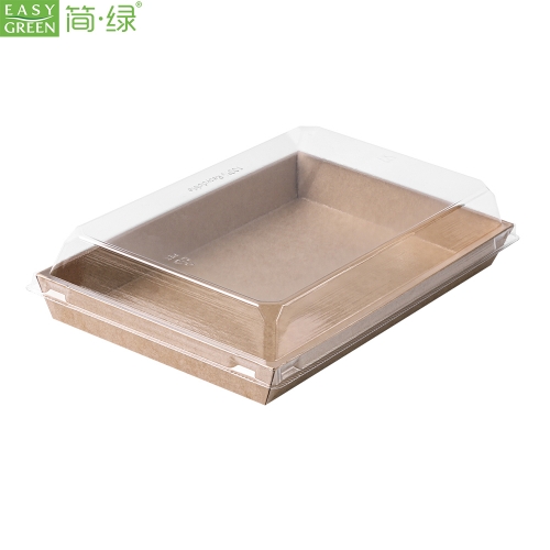 Easy green Healthy material baking food packaging kraft paper trays with lid