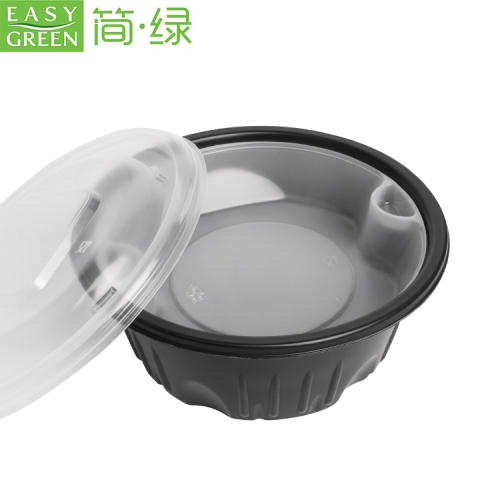 Easy Green 2 Divided Disposable Soup Noodle PP Bowl With Removable Food Tray