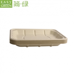 Easy Green bagasse pulp tray plate for fresh green salad, fruit etc.