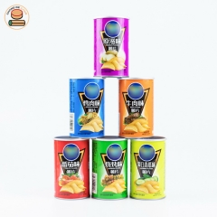 Round food custom printed paper can packing potato chips paper tube food grade aluminum foil lining