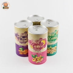 Food-grade paper can Custom design paper tube packing for nuts with aluminium pull ring lid