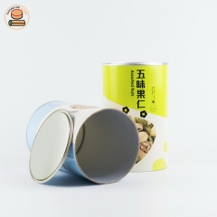 Food-grade paper can Custom design paper tube packing for walnut with aluminium pull ring lid