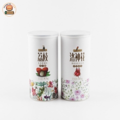 Customization paper tube packinig for dry flowers, tinplate cap lid and bottom, whit plastic cap lid.