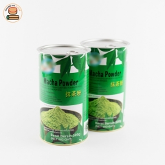 Custom design paper tube packing for matcha powder packing with aluminium pull ring lid