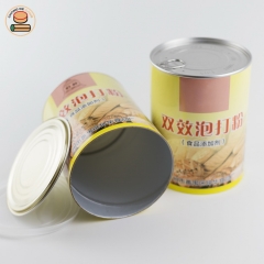 Custom paper tube packaging can for Baking powder with Aluminium Pull Ring Lid and inside foil