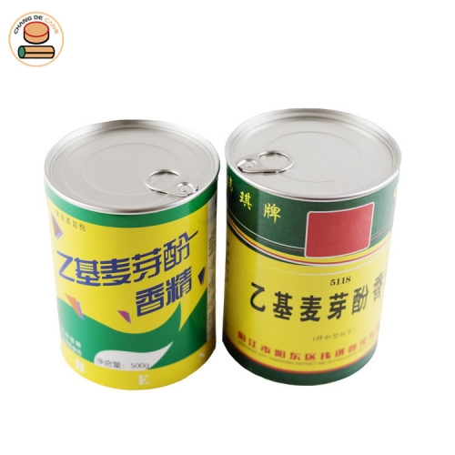 Custom paper tube packaging can for Ethyl maltol powder with Aluminium Pull Ring Lid