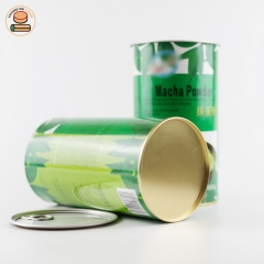 Custom design paper tube packing for matcha powder packing with aluminium pull ring lid