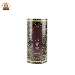Custom paper tube for mandarin orange tea packaging with easy pull ring lid airtight.