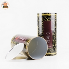 Custom paper tube for mandarin orange tea packaging with easy pull ring lid airtight.