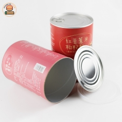 Eco friendly recyclable paper tube packaging paper cans for solid drinks with plastic lid