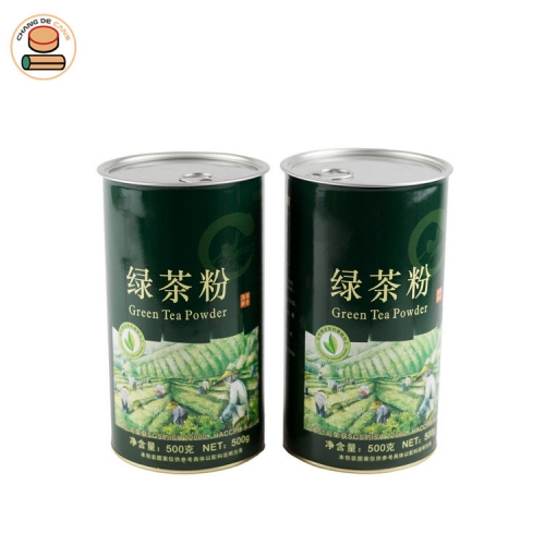 Custom design paper tube packing for green tea packing with aluminium pull ring lid