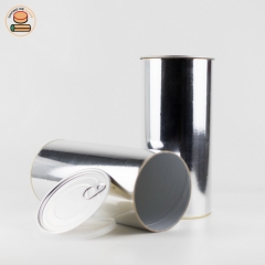 Silver paper silverlight color empty paper tube packing with easy pull ring lid for food