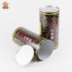 Custom paper tube for mandarin orange tea packaging with easy pull ring lid airtight.