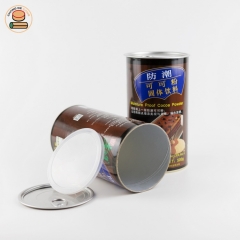 Eco friendly recyclable paper tube packaging paper cans for chocolate powder with plastic lid